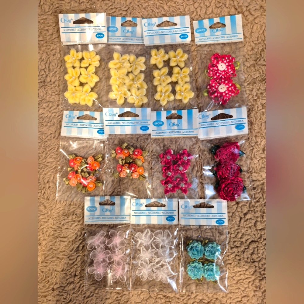 Offray Floral Embellishments Lot NWT